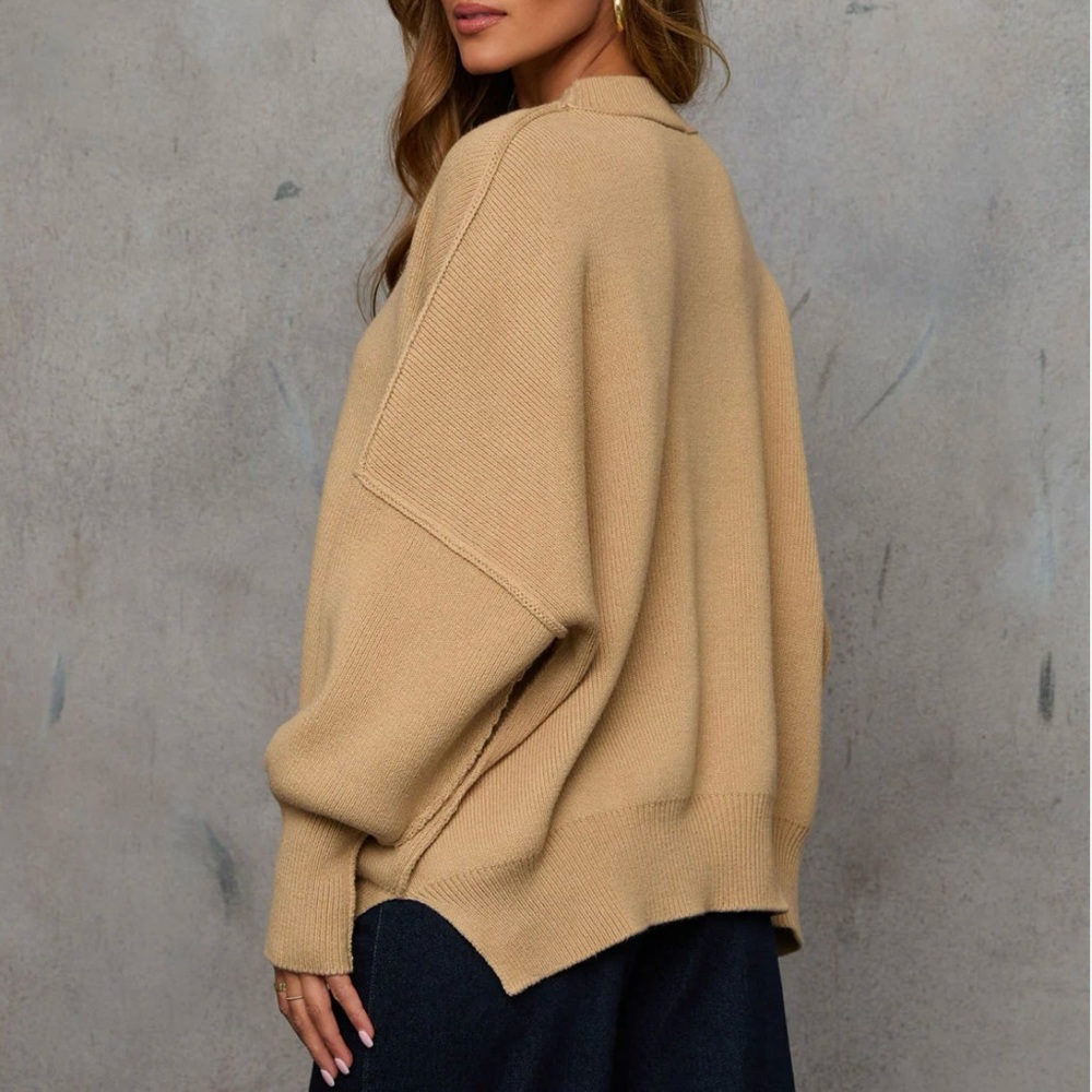 Vici - Women's Tan Oversized Sweater - Picture 2 of 3